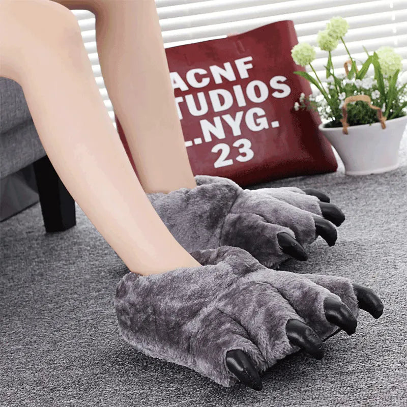 Pantoufles d'intérieur en forme de patte de félin