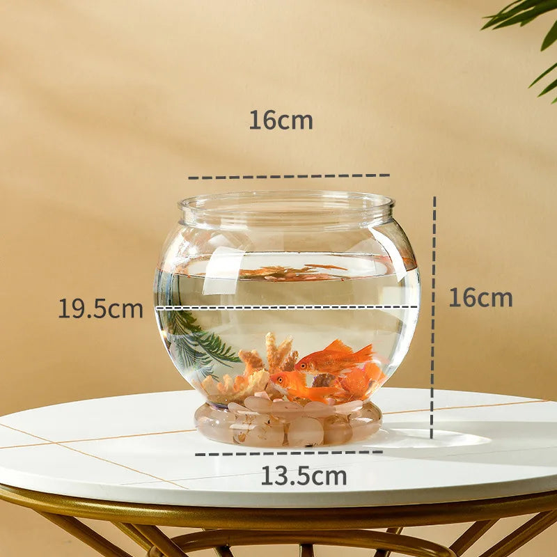 Aquarium rond transparent ornemental pour poissons rouges ou plantes