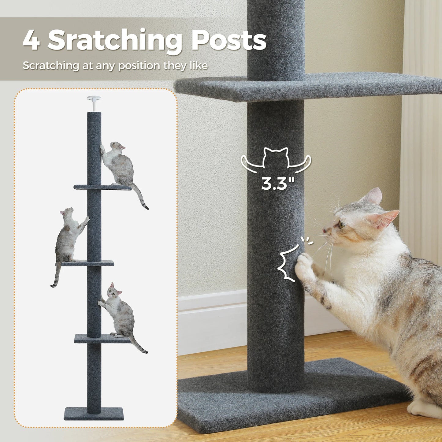 Arbre à chat réglable en hauteur 239-275cm