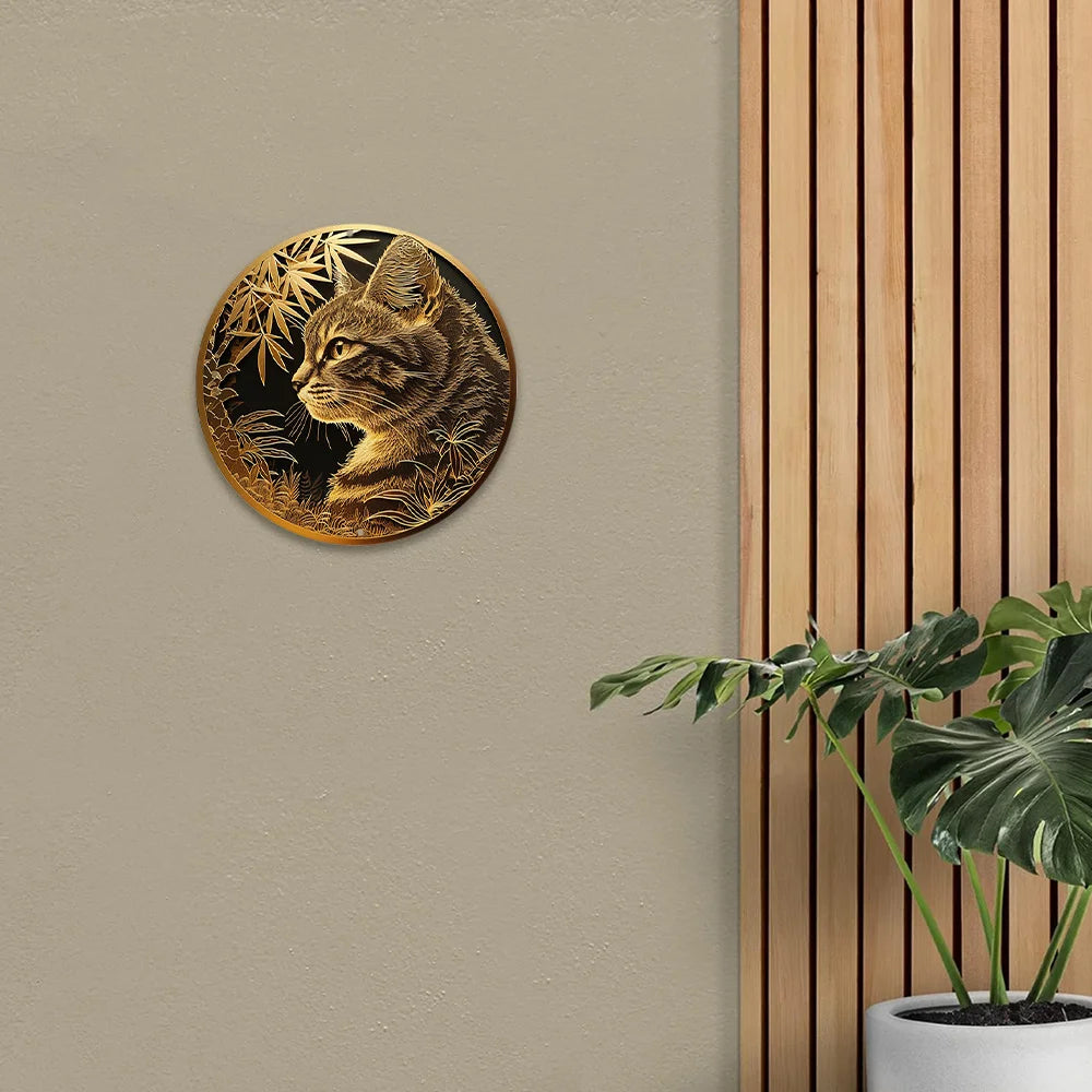 Disque décoratif, mémorial de chat style métallique