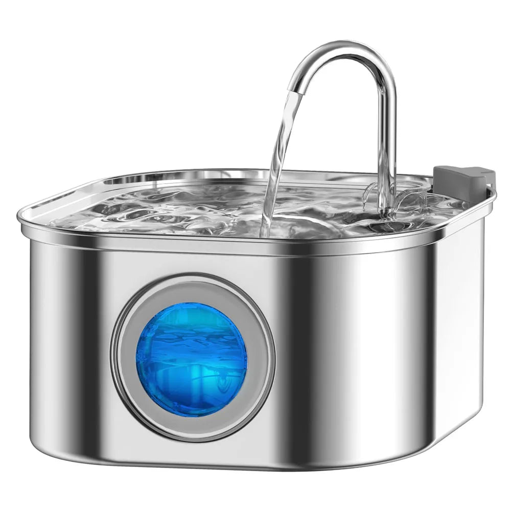 Fontaine à eau en acier inoxydable avec LED pour chien et chat