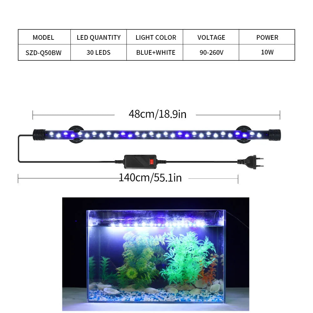 Lampe d'aquarium LED étanche 90-260 V, Plug au choix