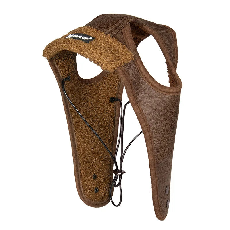 Chapeau de pilote chaud pour chien en cuir