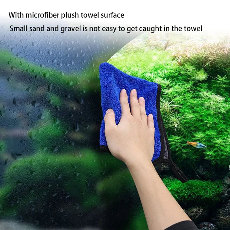 Serviette de nettoyage d'aquarium super douce et épaisse, matériau en microfibre