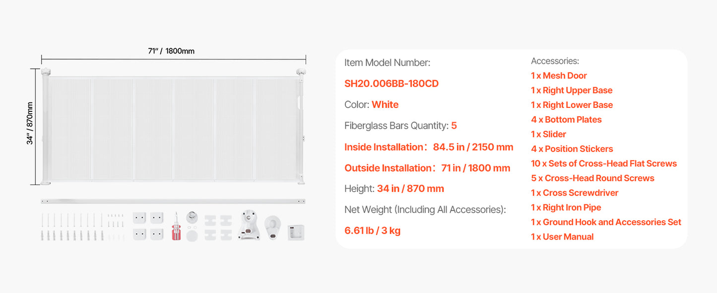 Barrière rétractable pour animaux de compagnie