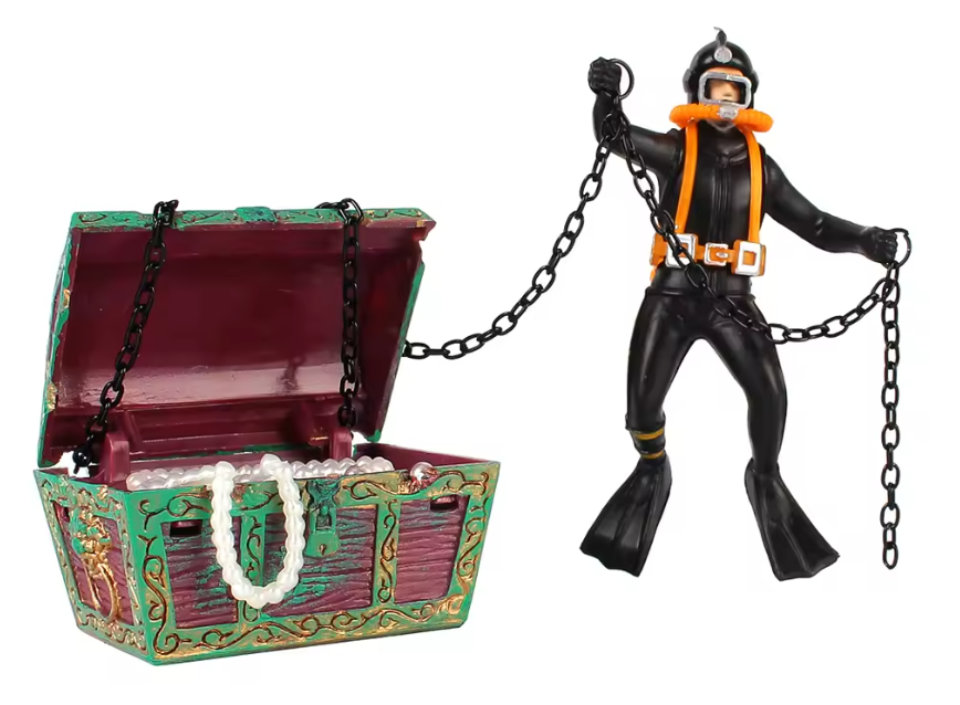 Chasseur de trésor plongeur figurine d'aquarium ornement