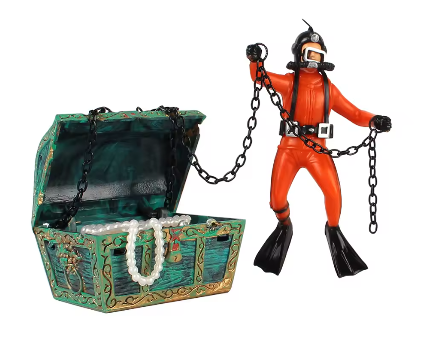 Chasseur de trésor plongeur figurine d'aquarium ornement