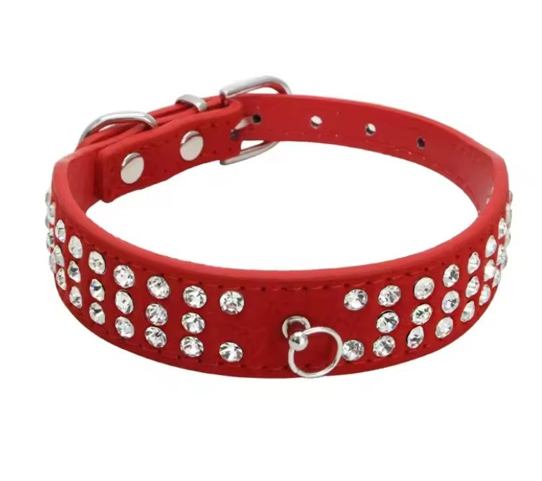 Collier pour chien en strass, cuir suédé
