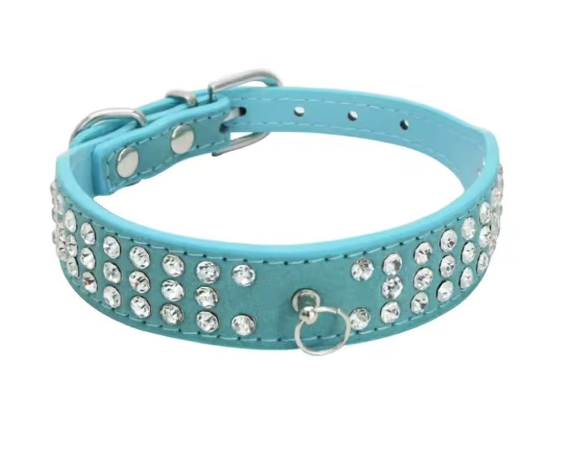 Collier pour chien en strass, cuir suédé
