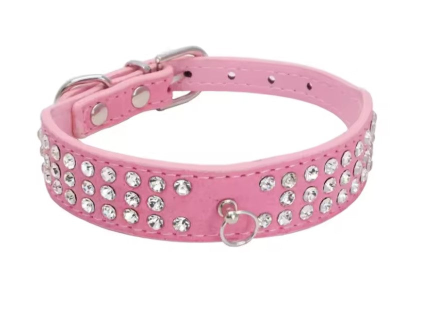 Collier pour chien en strass, cuir suédé