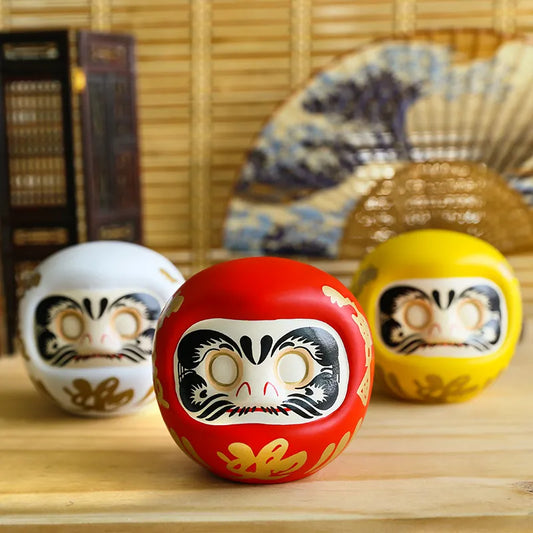 Poupée grande taille japonaise Daruma – artisanat japonais en céramique