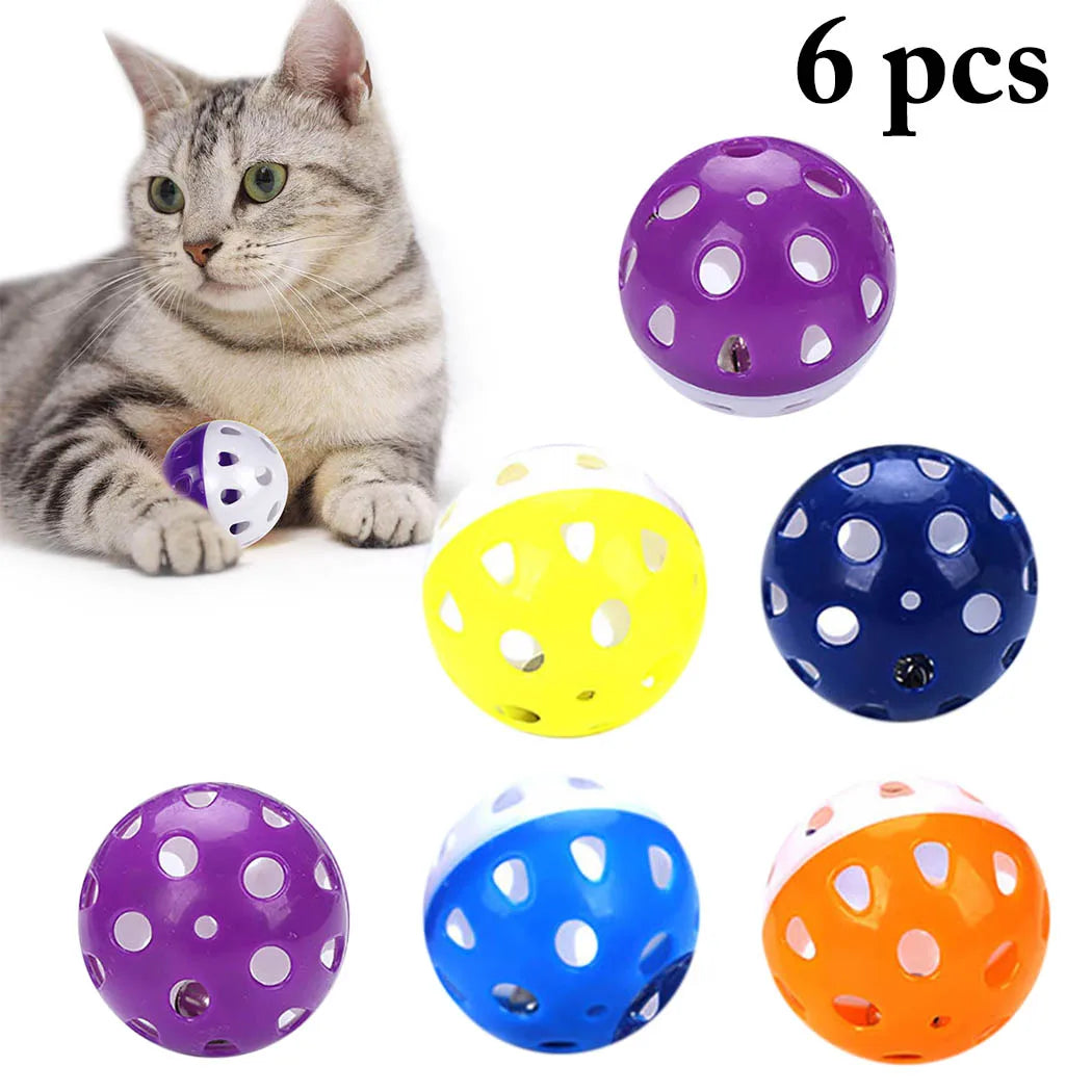 Lot de 6 jouets pour chat, balle avec anneau de cloche