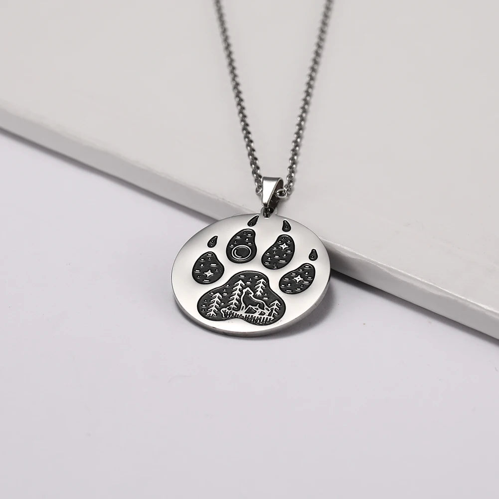 Collier avec pendentif en forme de griffe de chat et de chien en acier inoxydable