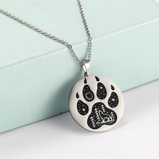 Collier avec pendentif en forme de griffe de chat et de chien en acier inoxydable