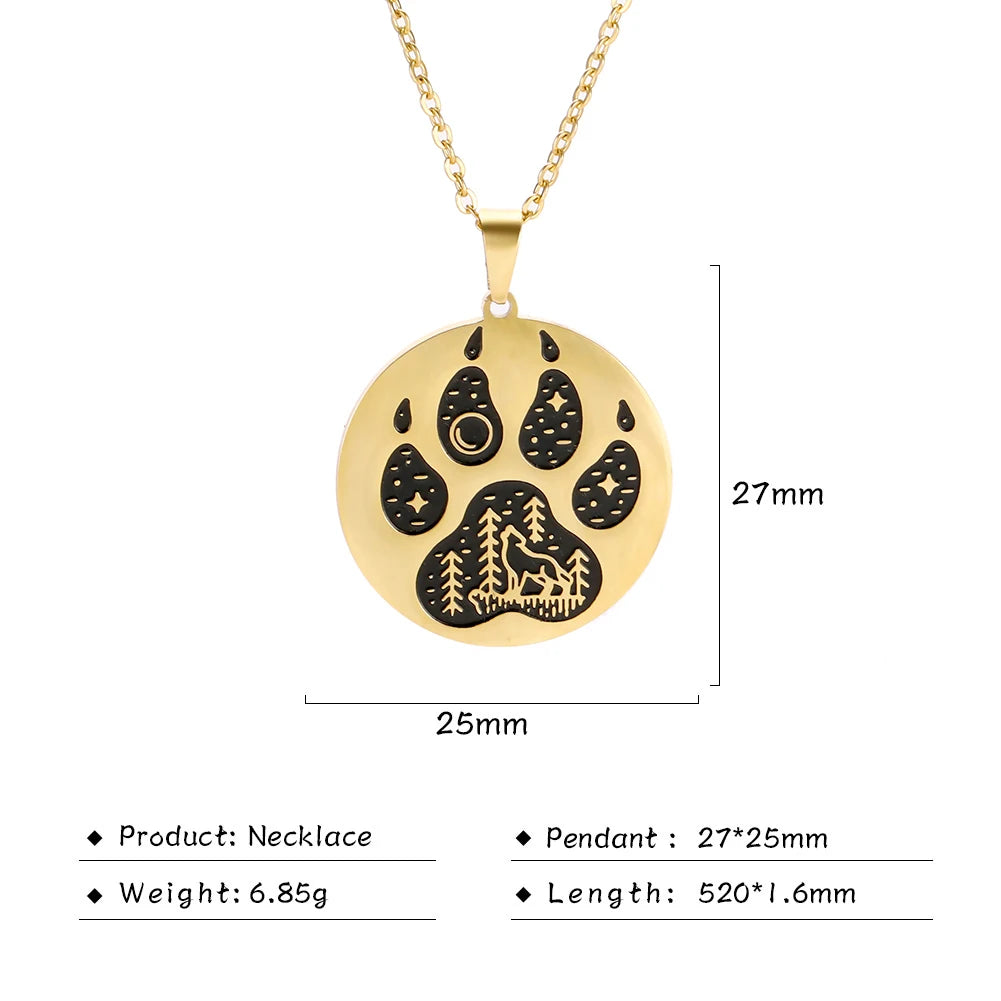 Collier avec pendentif en forme de griffe de chat et de chien en acier inoxydable