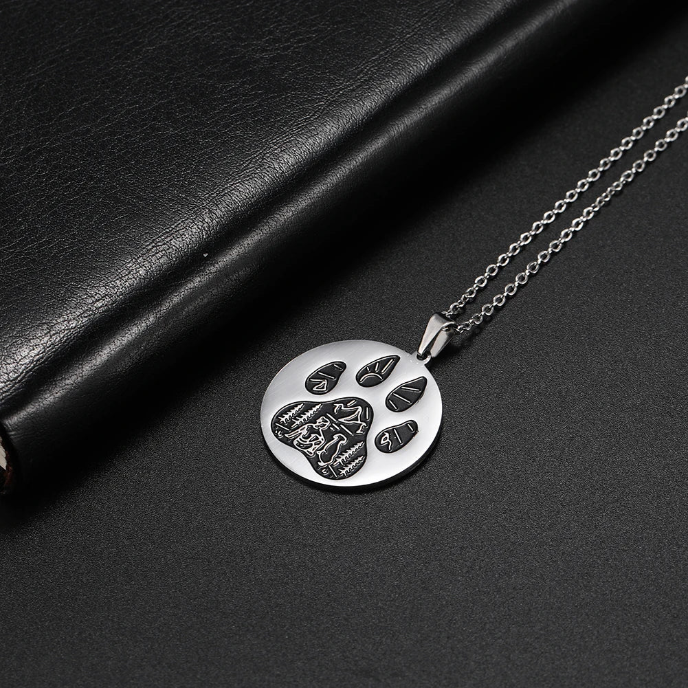 Collier avec pendentif en forme de griffe de chat et de chien en acier inoxydable