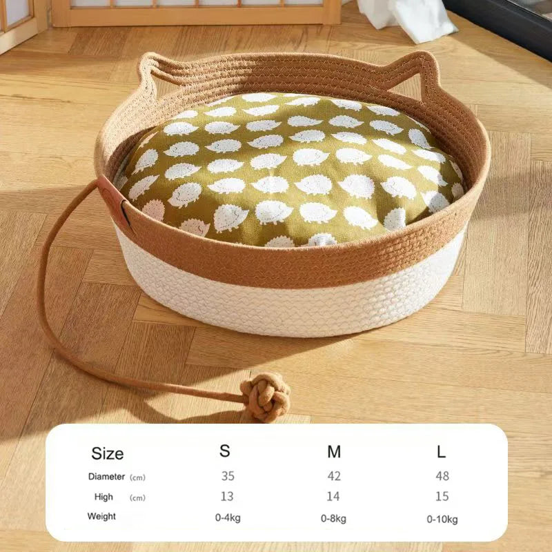 Panier lit tissé à la main pour chat