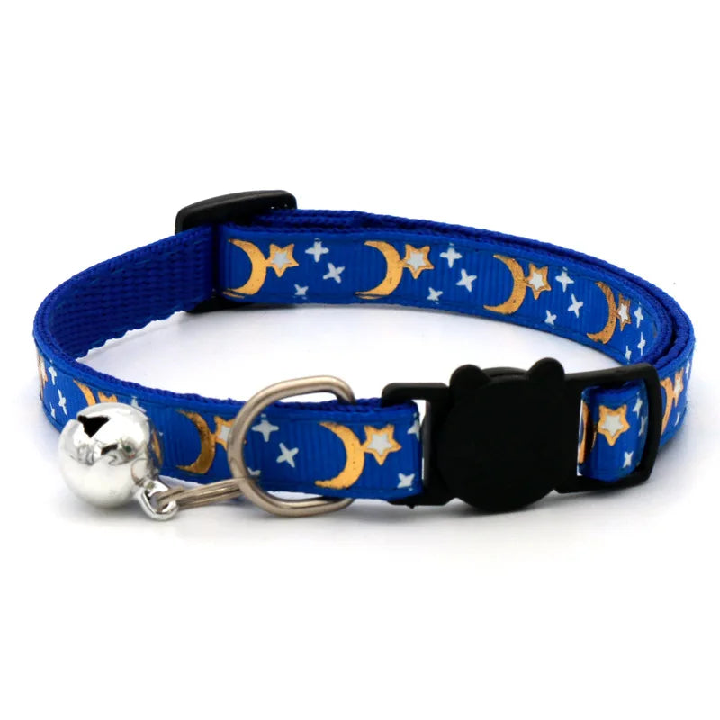 Collier pour chat imprimé lune et étoile