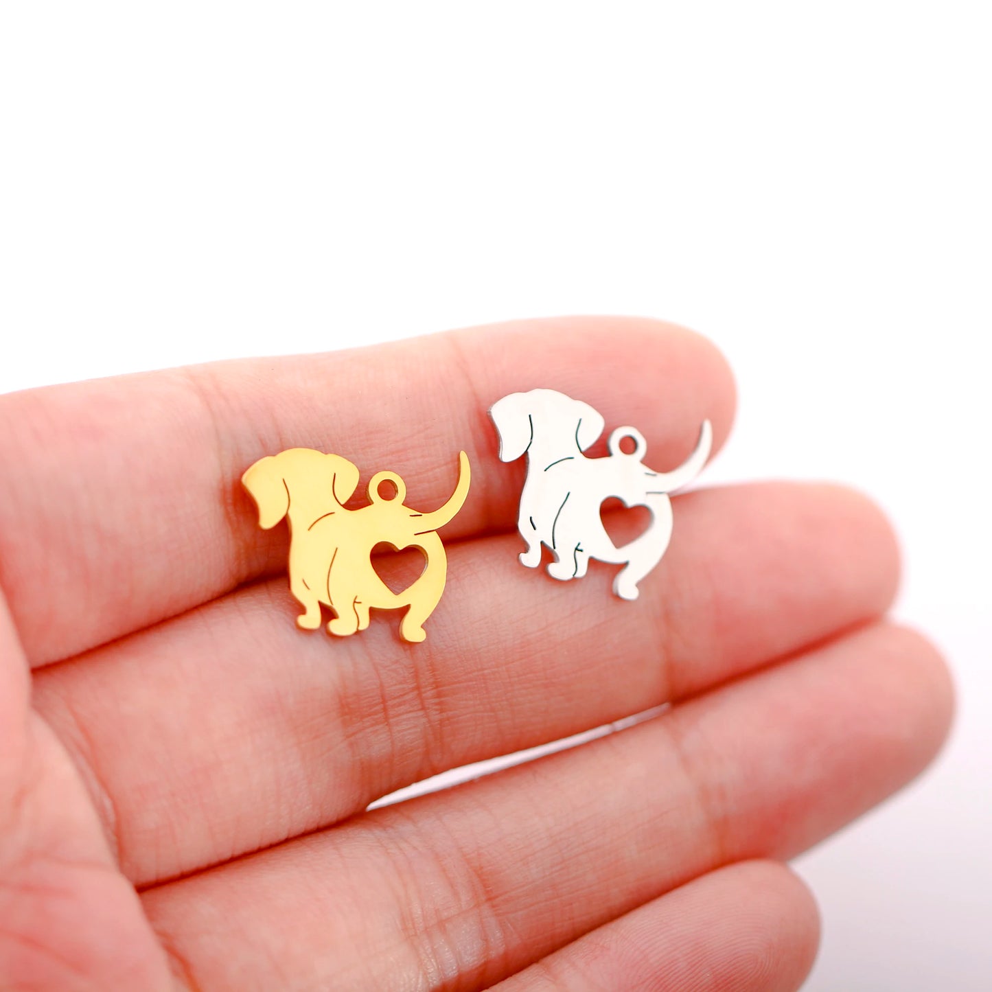 Lot de 5 breloques en forme d'animaux, pendentifs en acier inoxydable