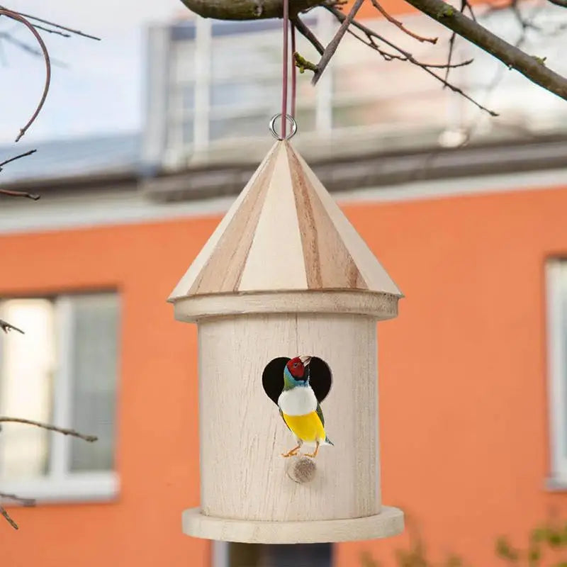 Jolie Mangeoire extérieur en bois pour petits oiseaux