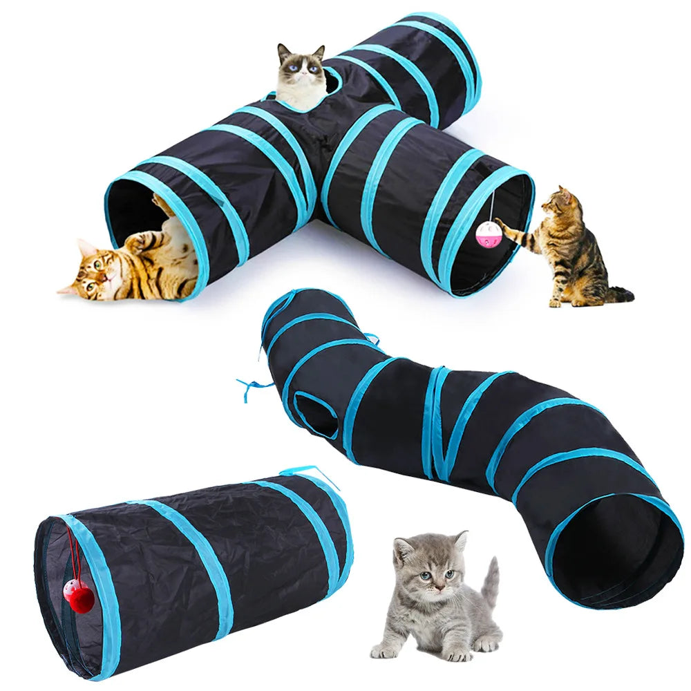 Tunnel de jeu pliables pour animaux de compagnie avec jouet