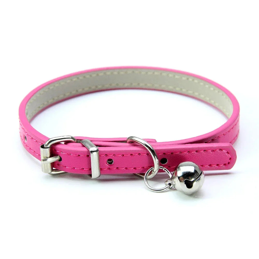 Collier  en cuir Pu pour chat avec clochette