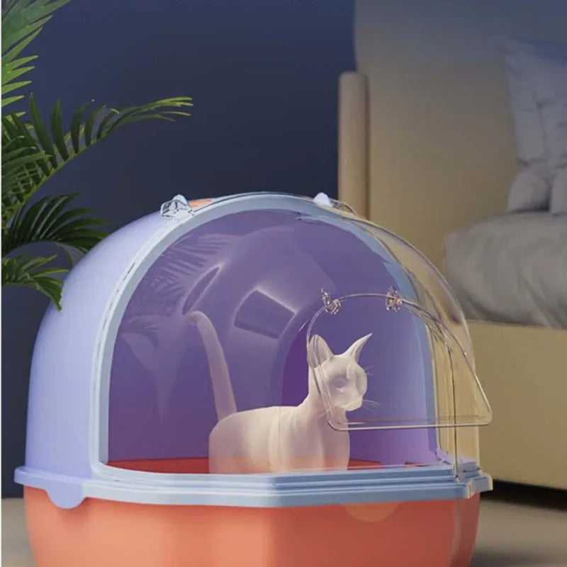 Litière pour chat design semi-transparente