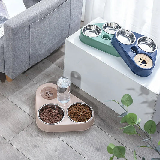 Ensemble mangeoire et distributeur d'eau pour chat et chien