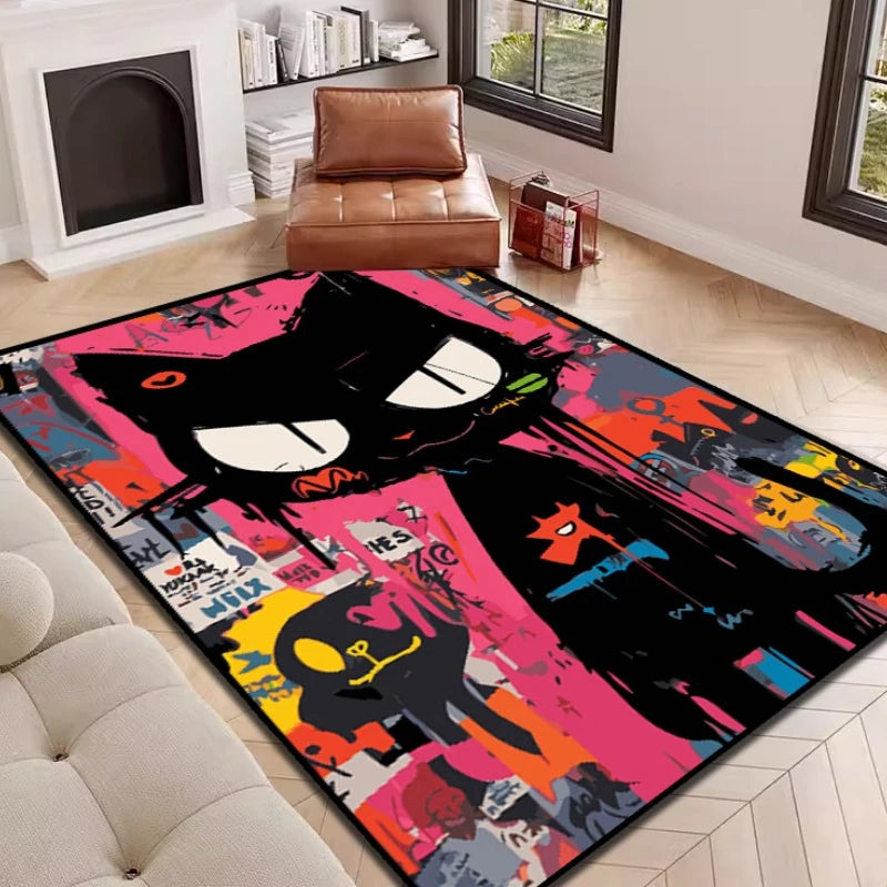 Tapis design graffiti décoratif motif chat