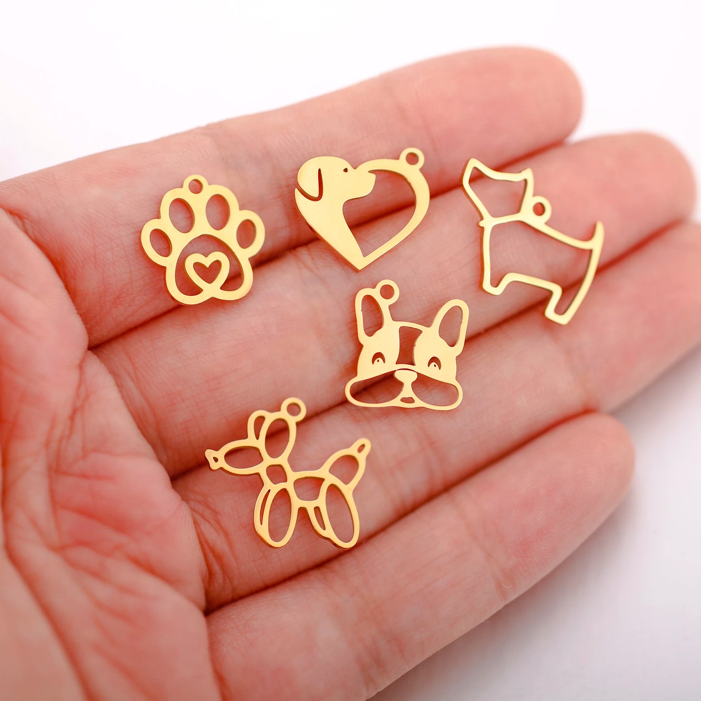 Lot de 5 breloques en forme d'animaux, pendentifs en acier inoxydable