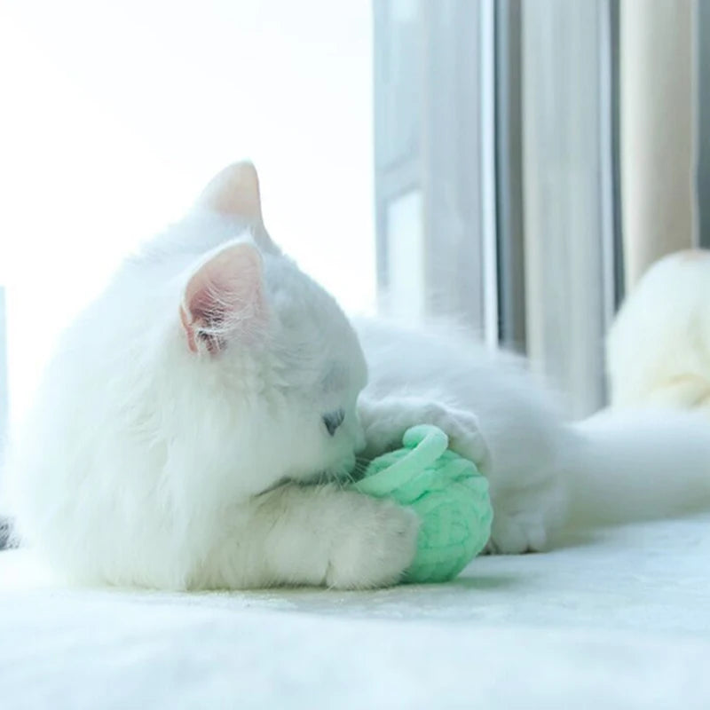 Jouets amusants pour chat MADDEN, boules de fil colorées avec son de cloches