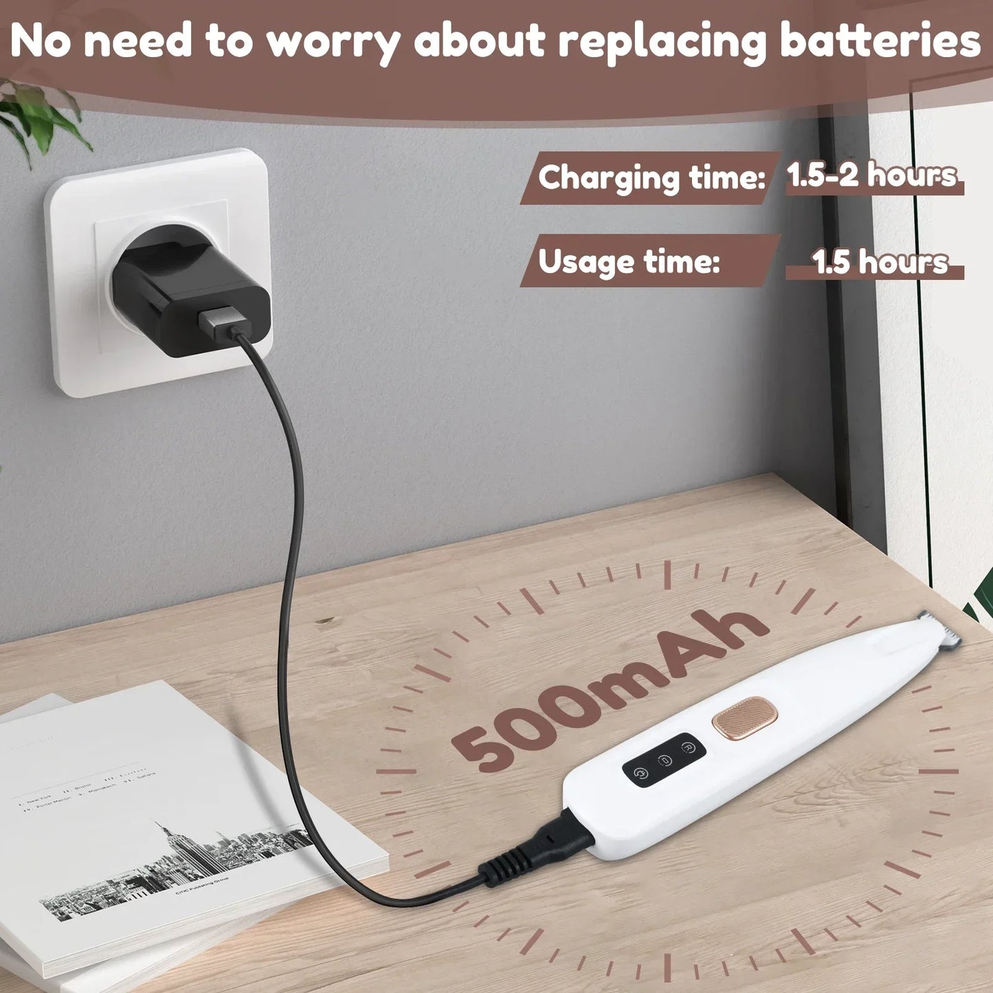 Tondeuse à pattes pour animaux de compagnie avec lumière LED