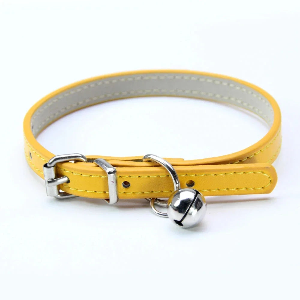 Collier  en cuir Pu pour chat avec clochette