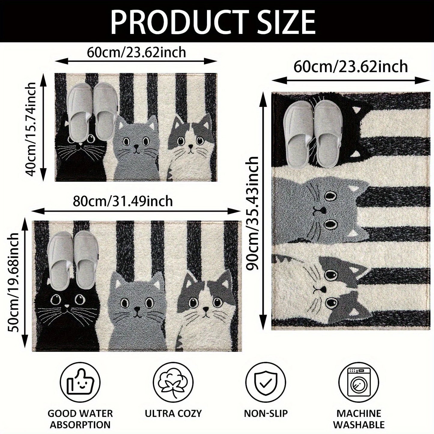 Tapis doux, paillasson imprimé chat