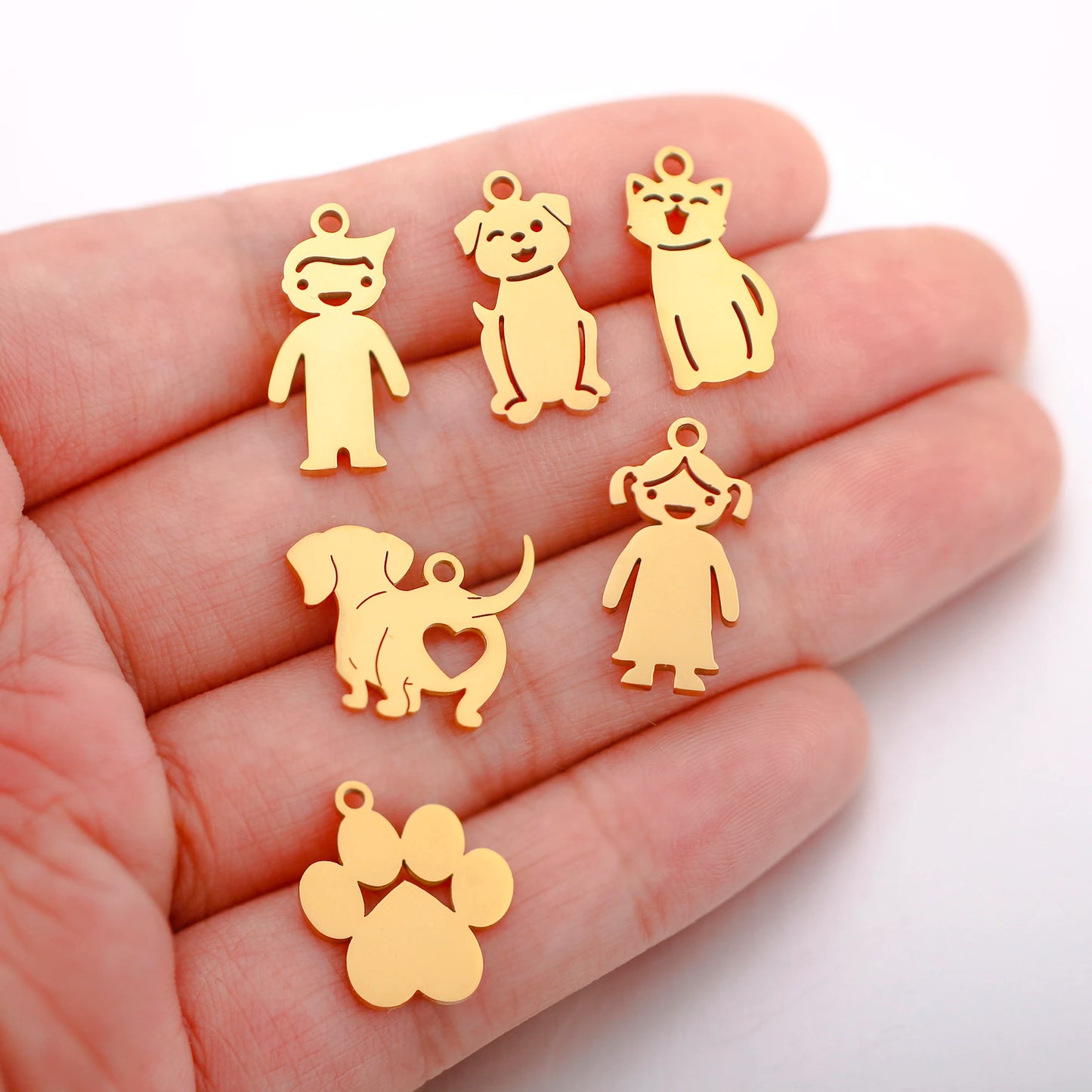 Lot de 5 breloques en forme d'animaux, pendentifs en acier inoxydable