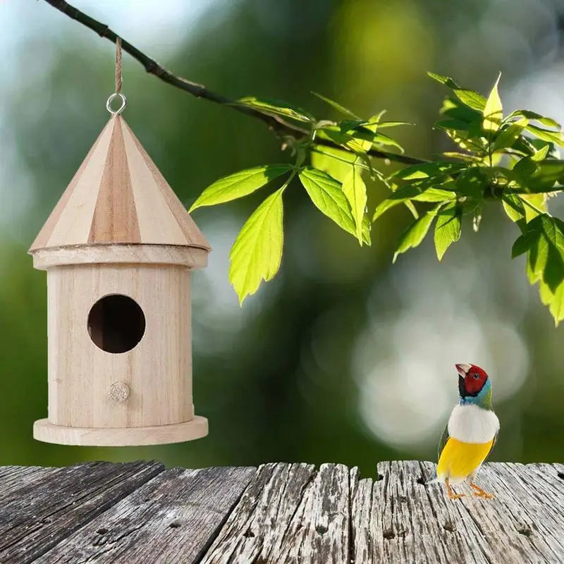 Jolie Mangeoire extérieur en bois pour petits oiseaux