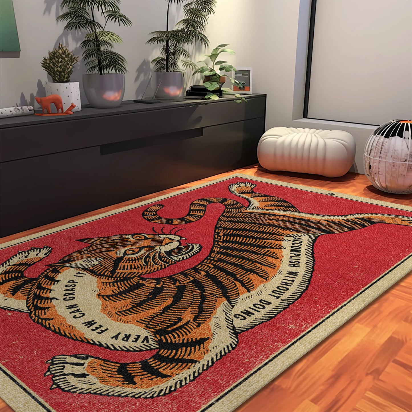 Tapis décoratif avec motif de tigre rétro