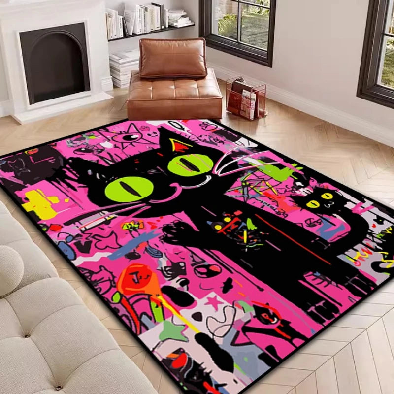 Tapis design graffiti décoratif motif chat