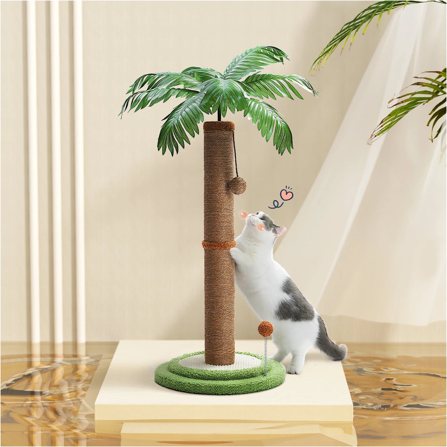 Jolie arbre à chat palmier de 85 cm avec boule à ressort