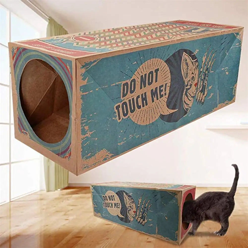 Boîte design en papier kraft pliable maison tunnel pour chat