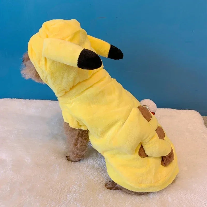 Pull Pikachu double couche avec capuche vêtements d'hiver pour chien et chat