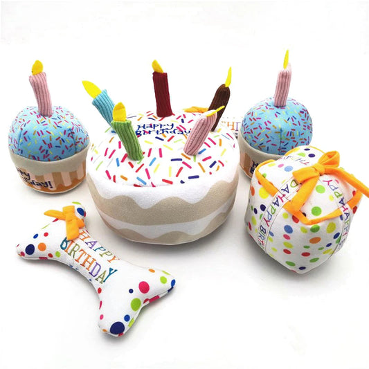 Jouets peluches anniversaire pour chien