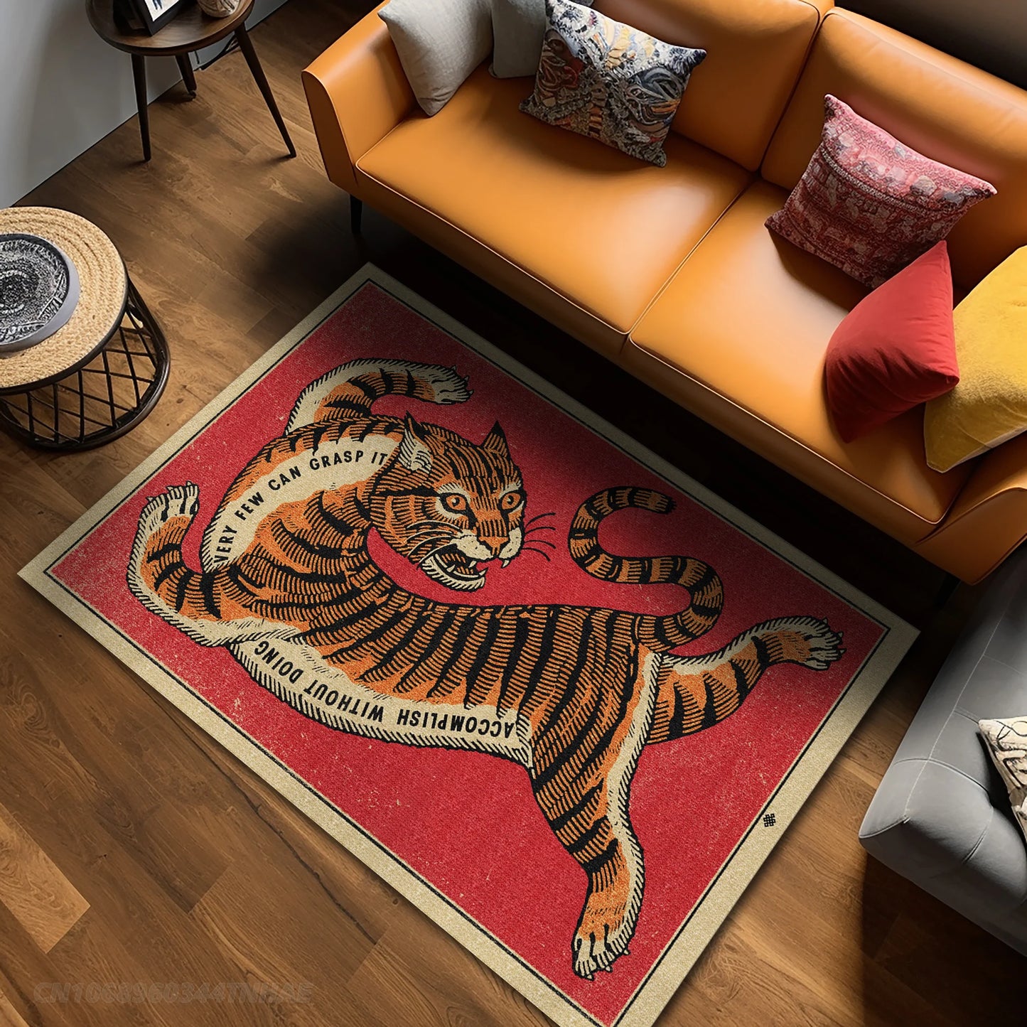 Tapis décoratif avec motif de tigre rétro