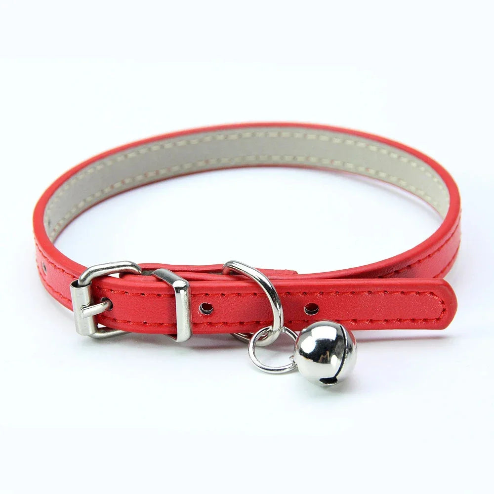 Collier  en cuir Pu pour chat avec clochette