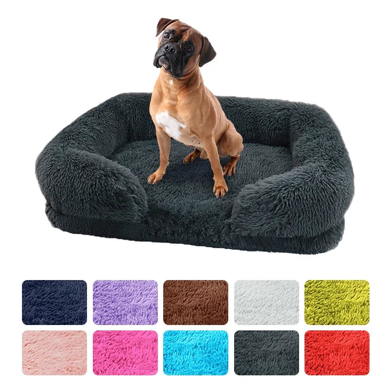 Grand lit canapé pour chien en peluche avec mousse mémoire de forme