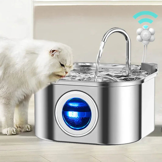 Fontaine à eau en acier inoxydable avec LED pour chien et chat