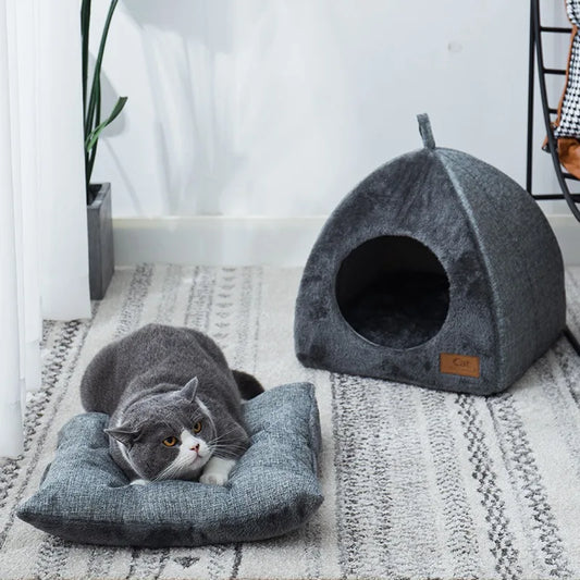 Maison velours convertible pour chat