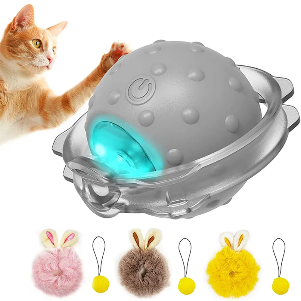 Balle interactive intelligente avec son d'oiseau, lumière LED pour chat