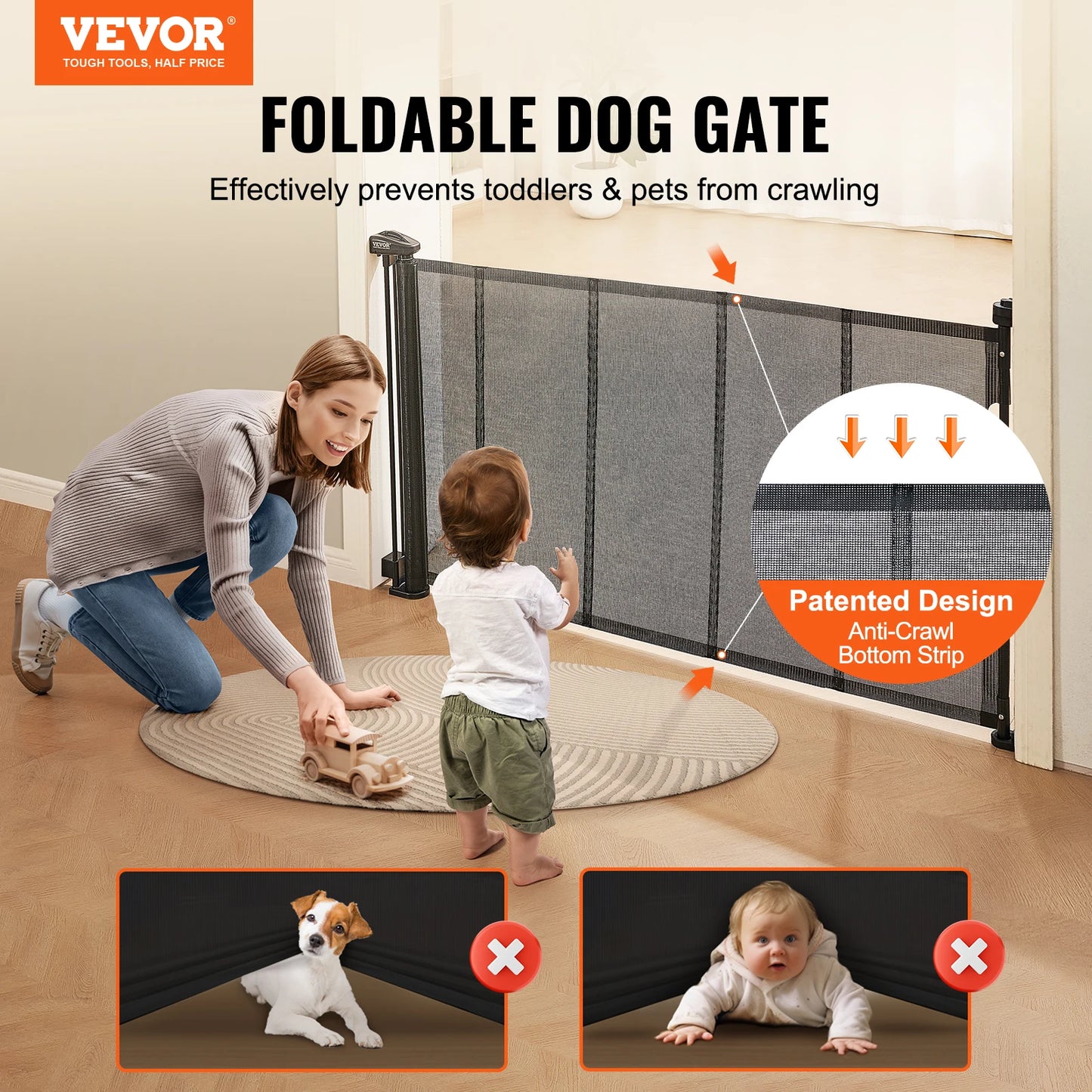 Barrière rétractable pour animaux de compagnie VEVOR