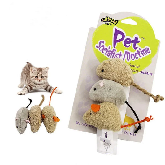 Lot de 3 jouets en peluche pour chat et chaton